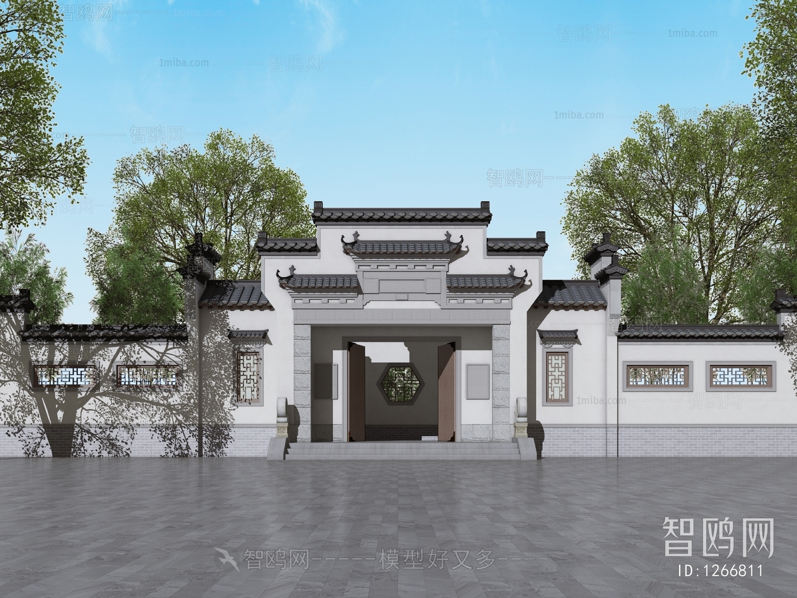 中式古典大门入口门头