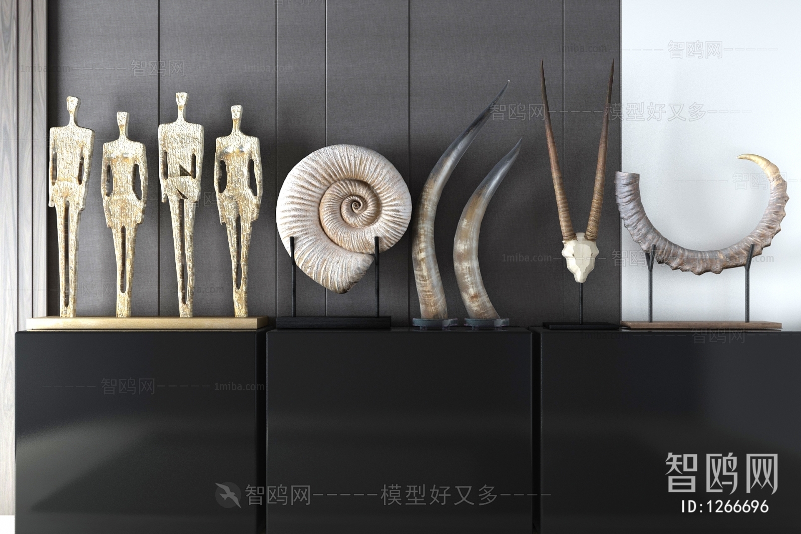 新中式抽象人物雕塑摆件