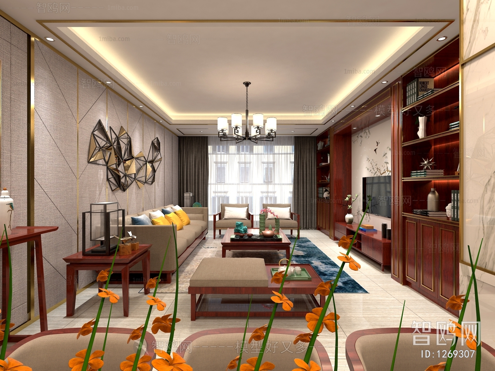 New Chinese Style A Living Room