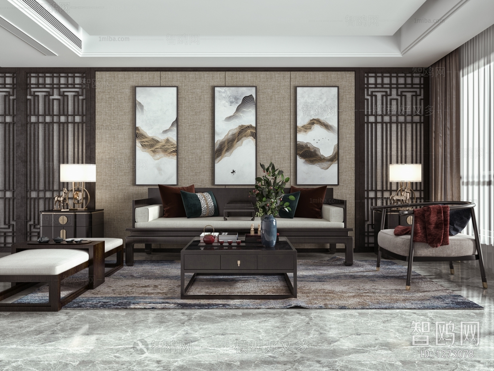 New Chinese Style A Living Room