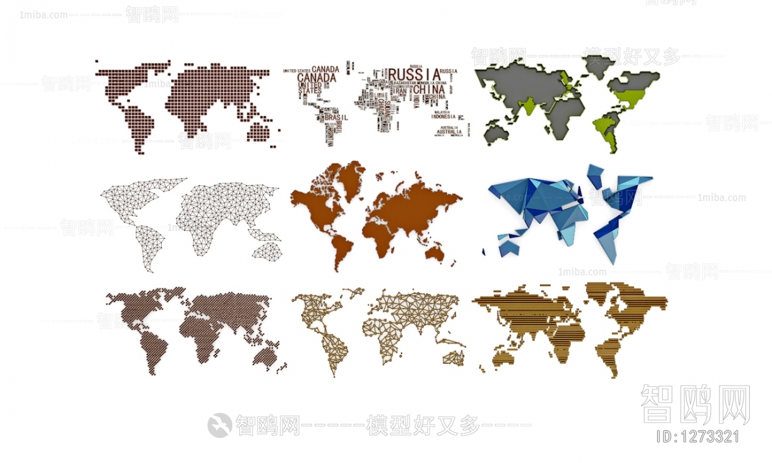 现代地图墙饰组合