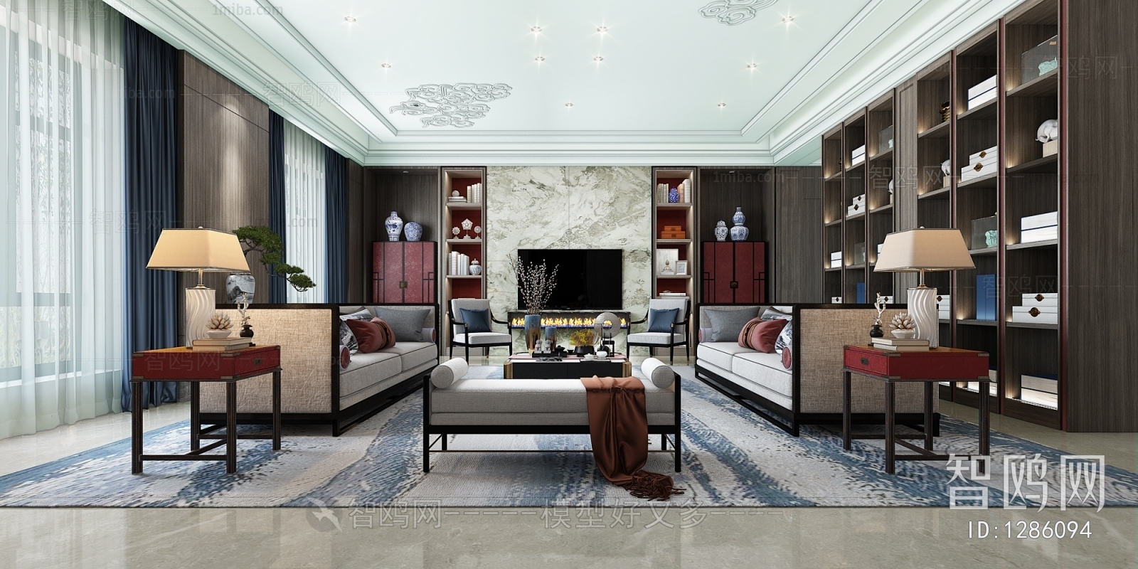 New Chinese Style A Living Room