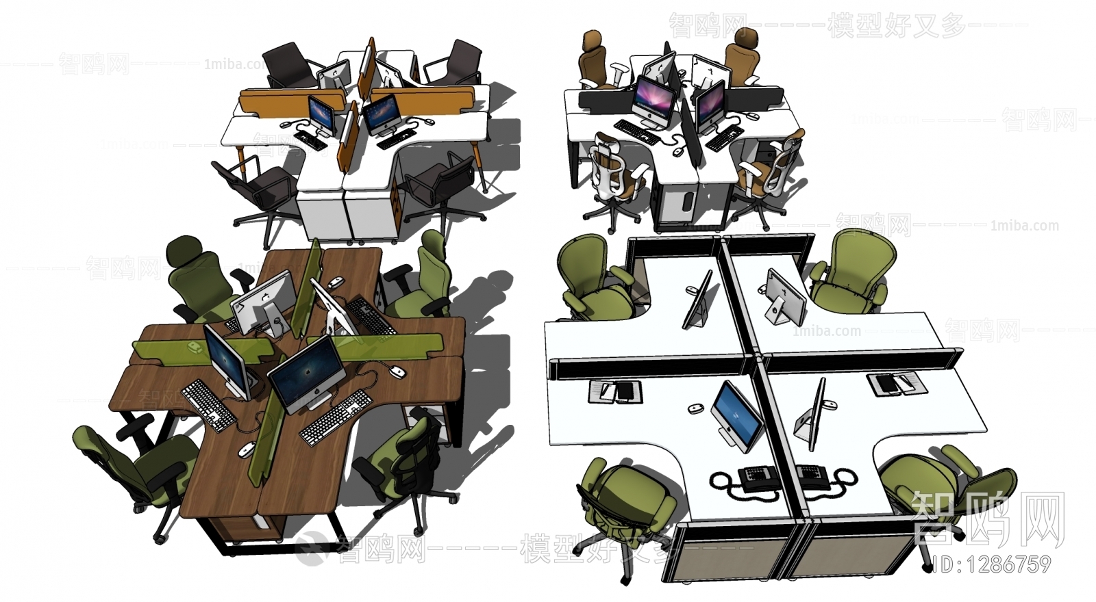 现代时尚办公电脑桌椅组合