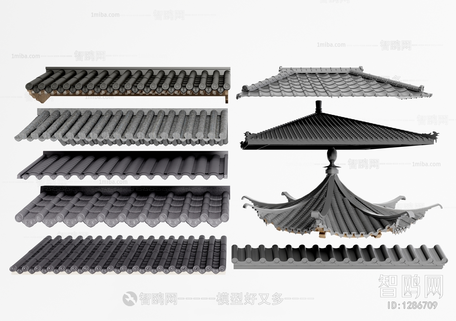 中式古建门头屋檐3d模型下载-【集简空间】「每日更新」