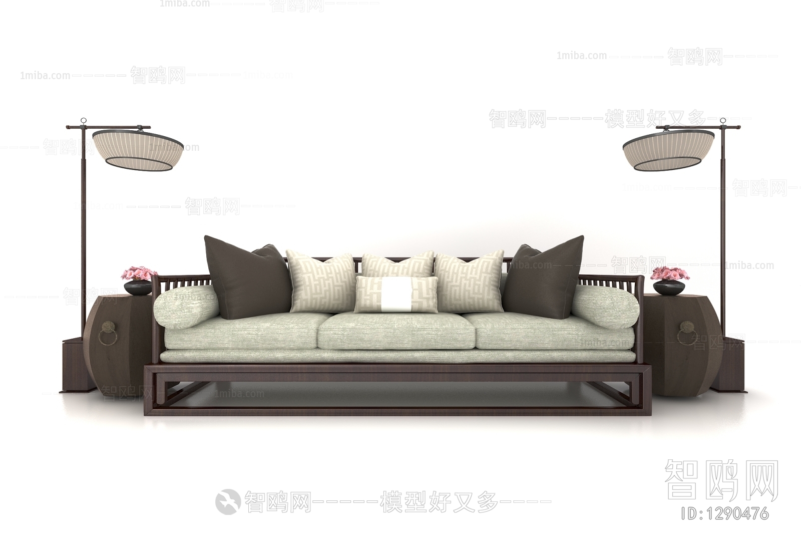 New Chinese Style Three-seat Sofa