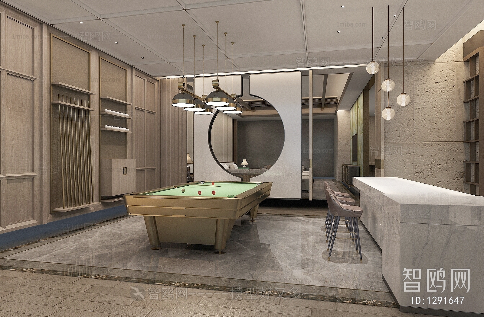 New Chinese Style Billiards Room