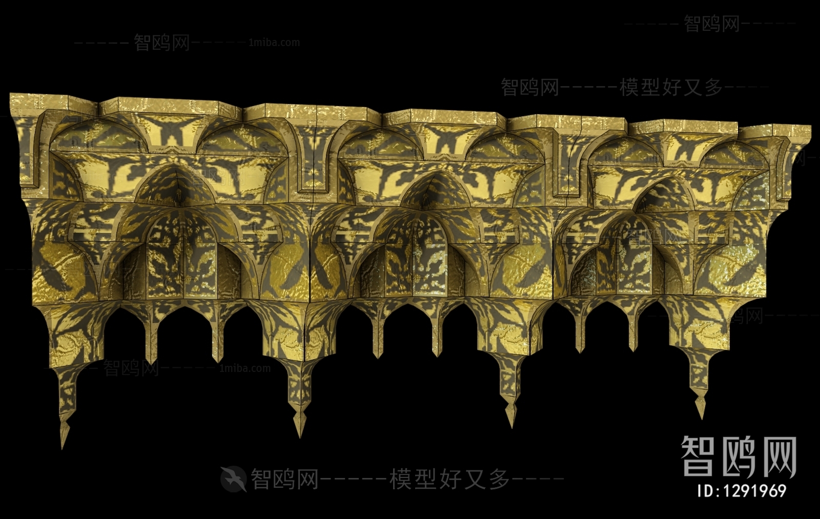 现代拱形门墙面造型斗拱 雕花构件