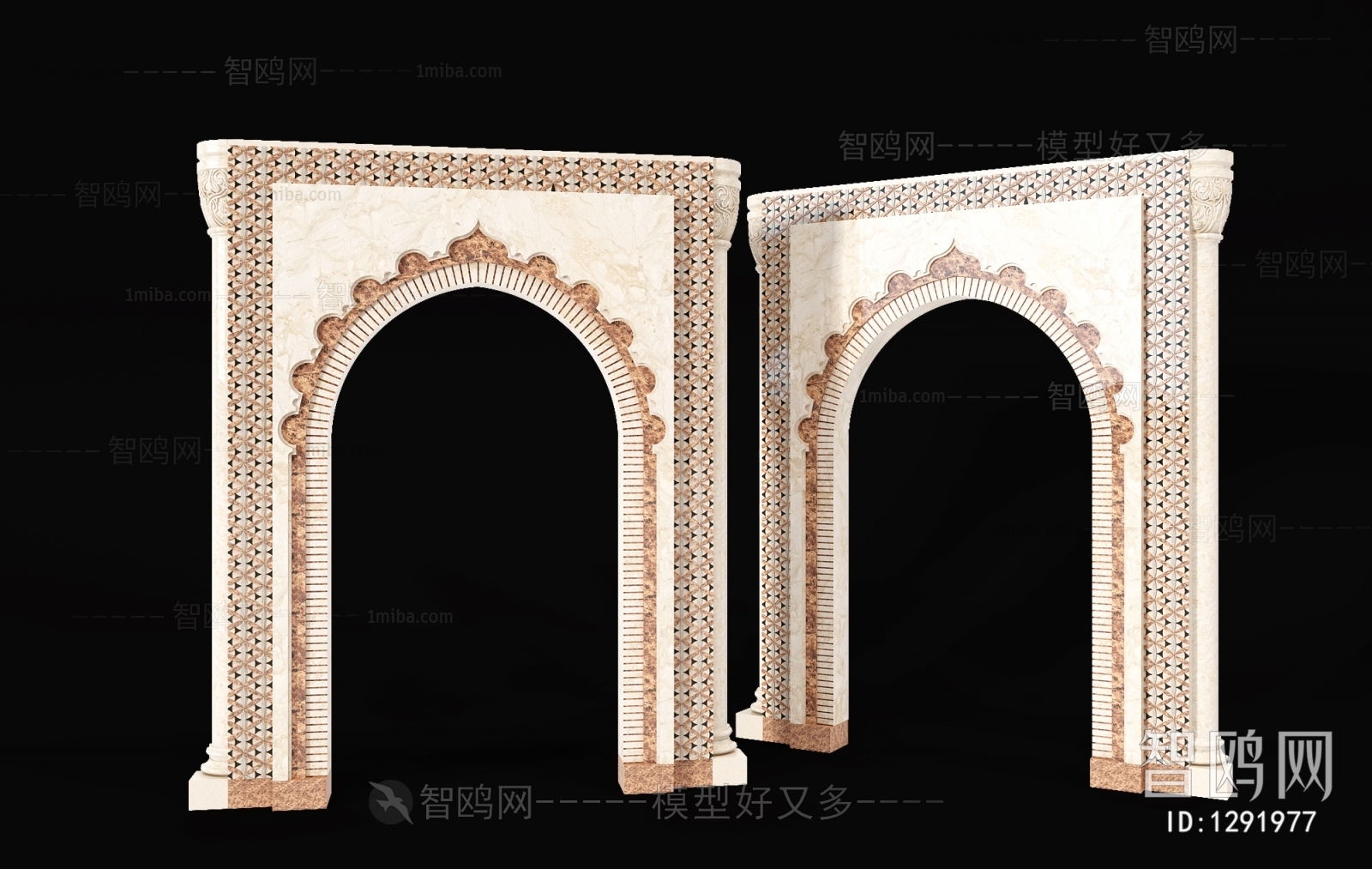 现代伊斯兰 拱形门洞 雕花构件