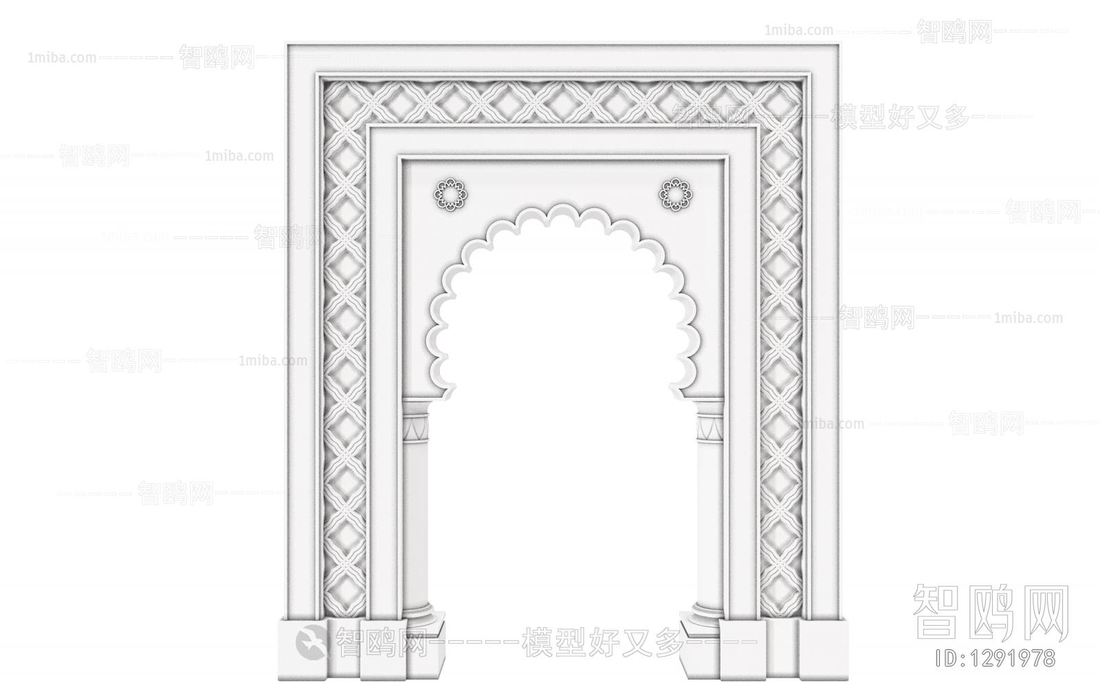 现代伊斯兰拱形门洞 雕花构件