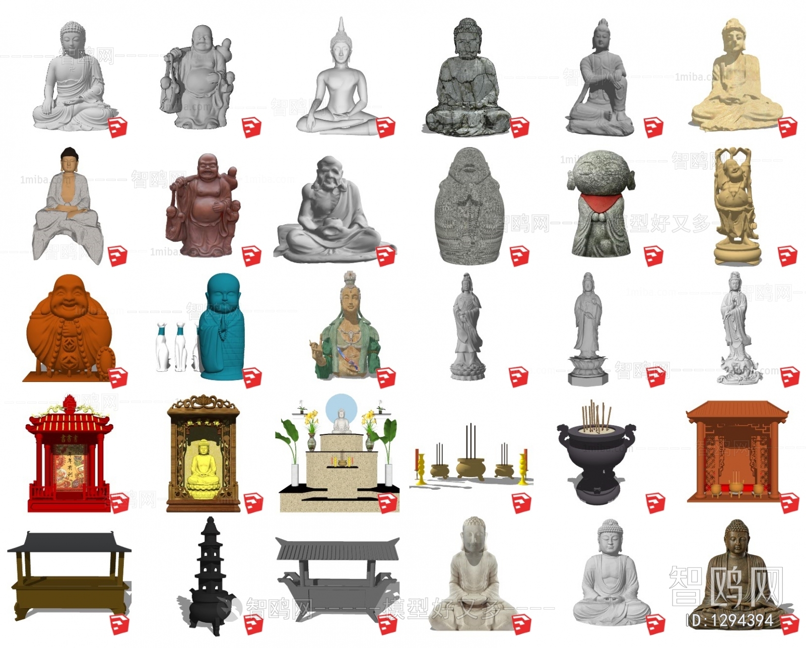 中式佛像 观音菩萨雕塑摆件组合