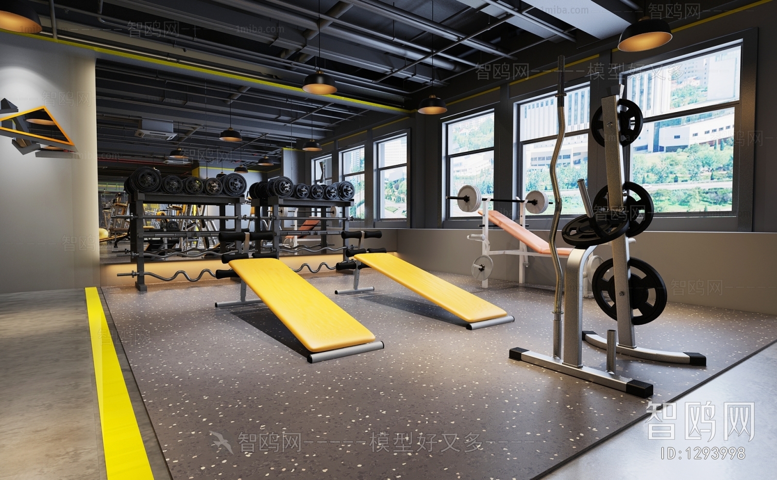 Industrial Style Yoga Room