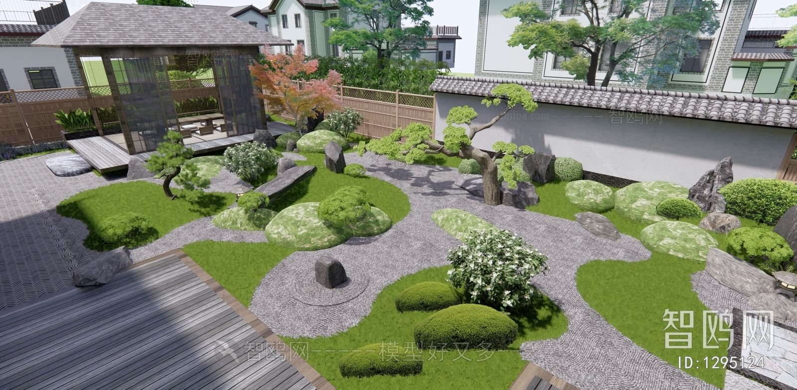 日式枯山石庭院花园