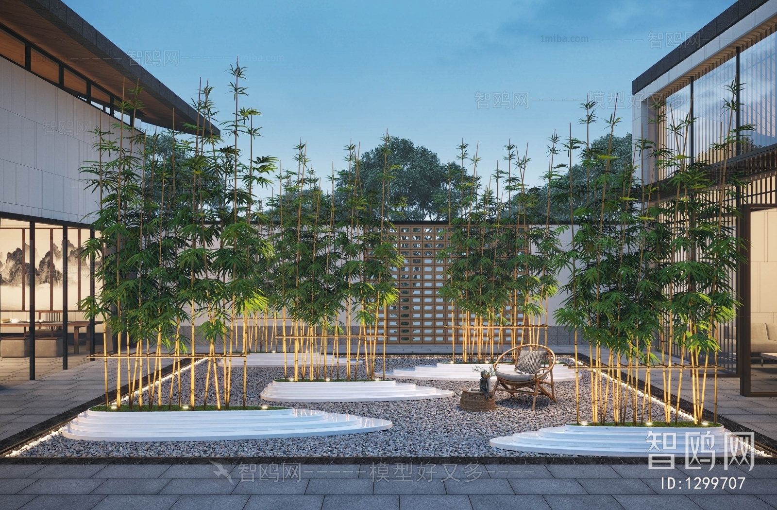 新中式庭院竹子景观