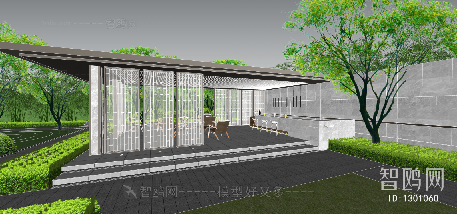 新中式景观廊架