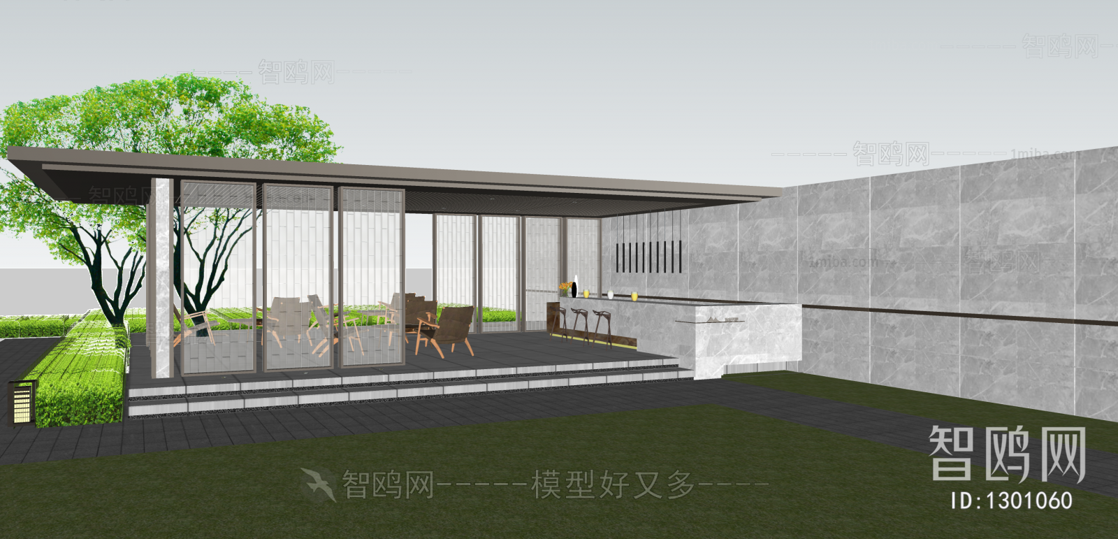 新中式景观廊架