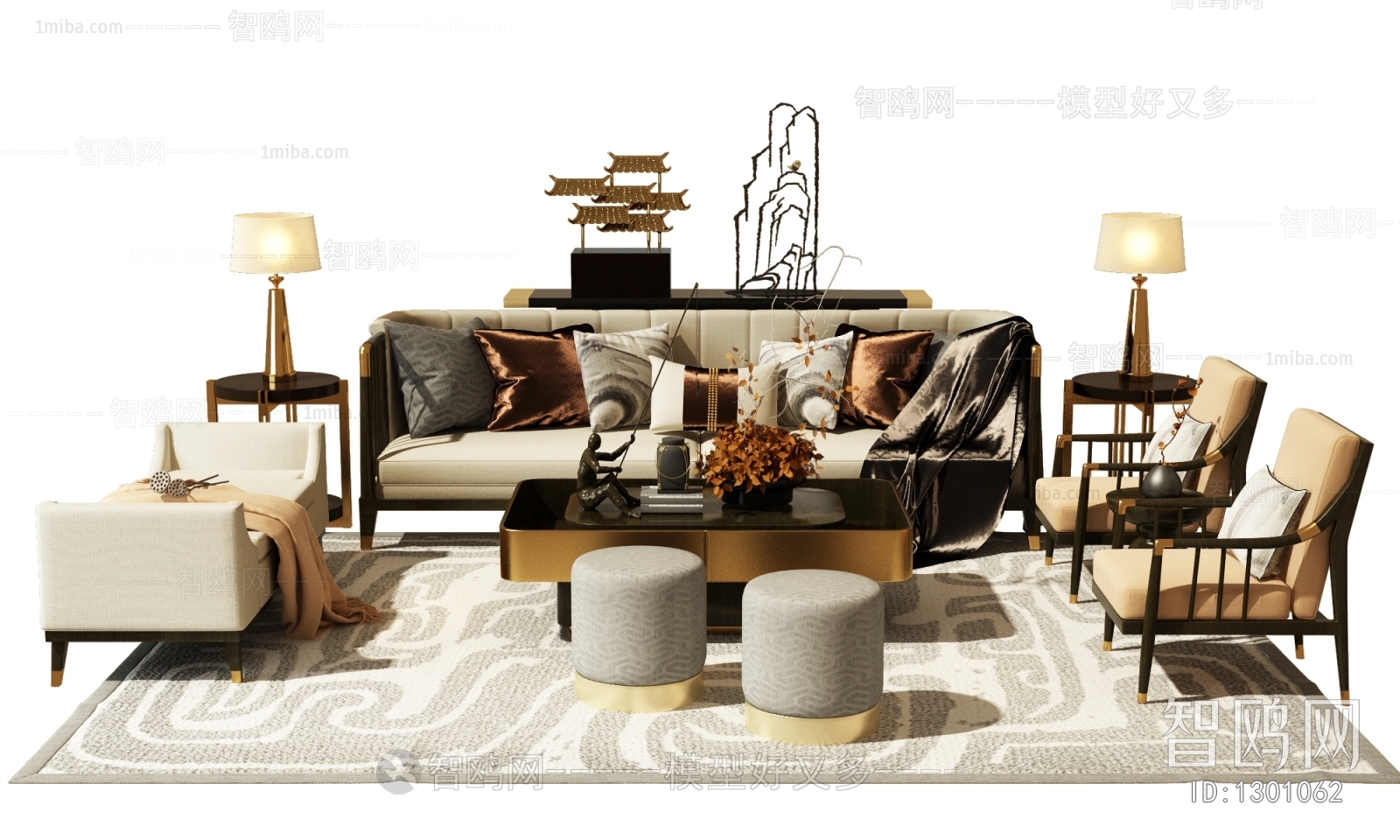 New Chinese Style Sofa Combination