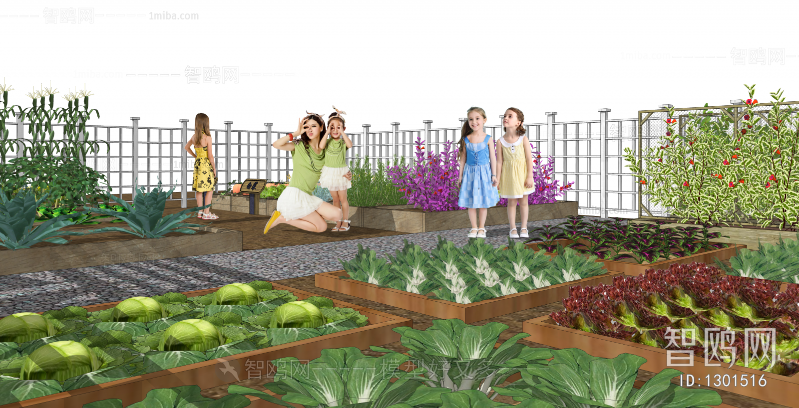 现代儿童亲子农场 菜地 菜园 花园庭院