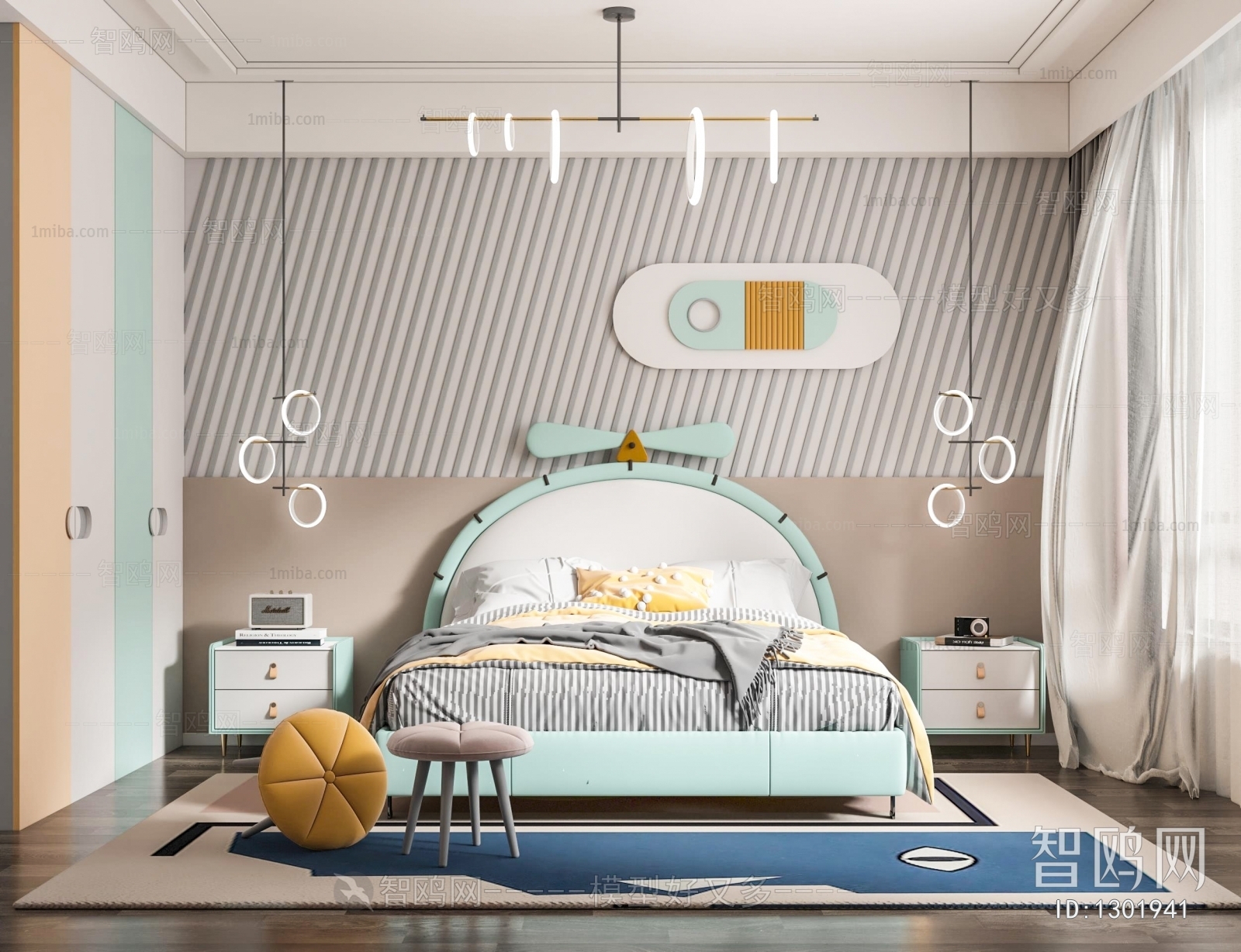 Modern Girl's Room Daughter's Room sketchup Model Download - Model ID ...