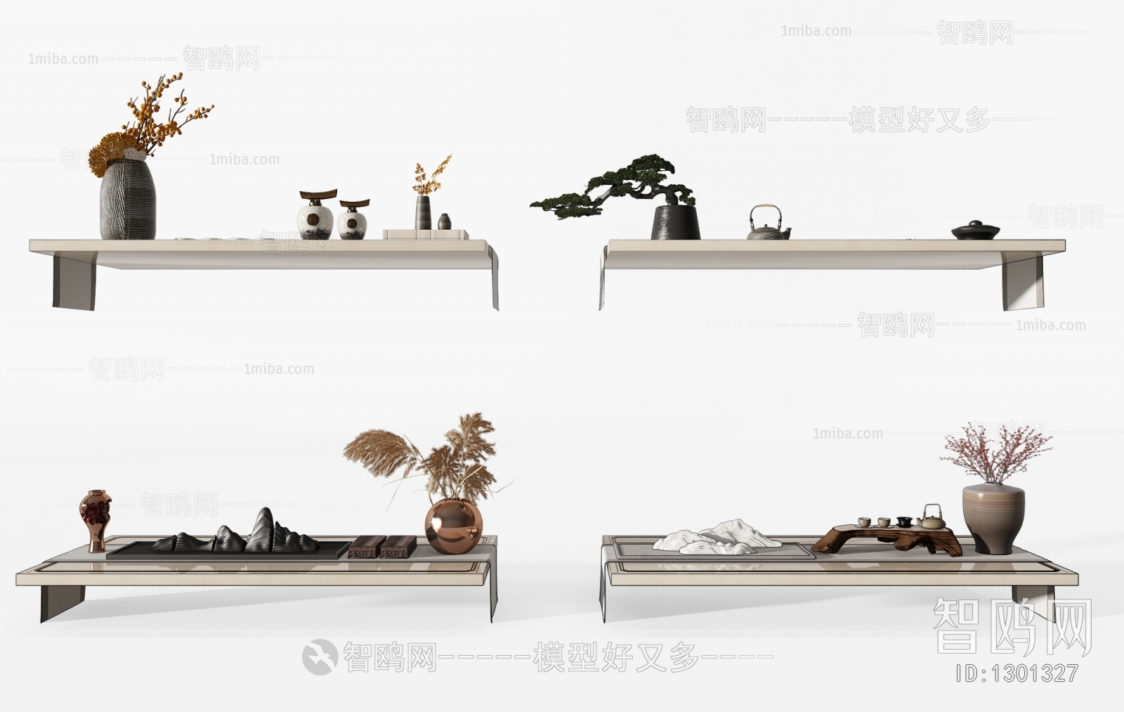 新中式茶具盆栽假山摆件茶具