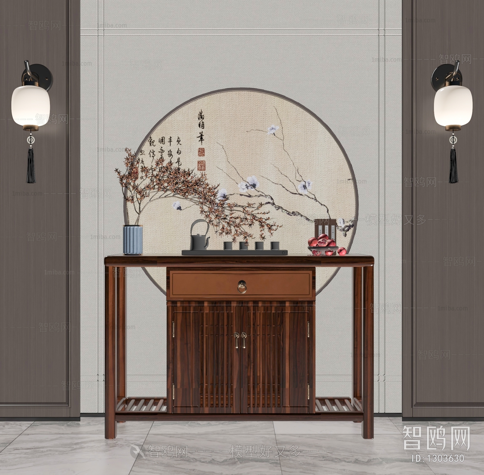 New Chinese Style Entrance Cabinet