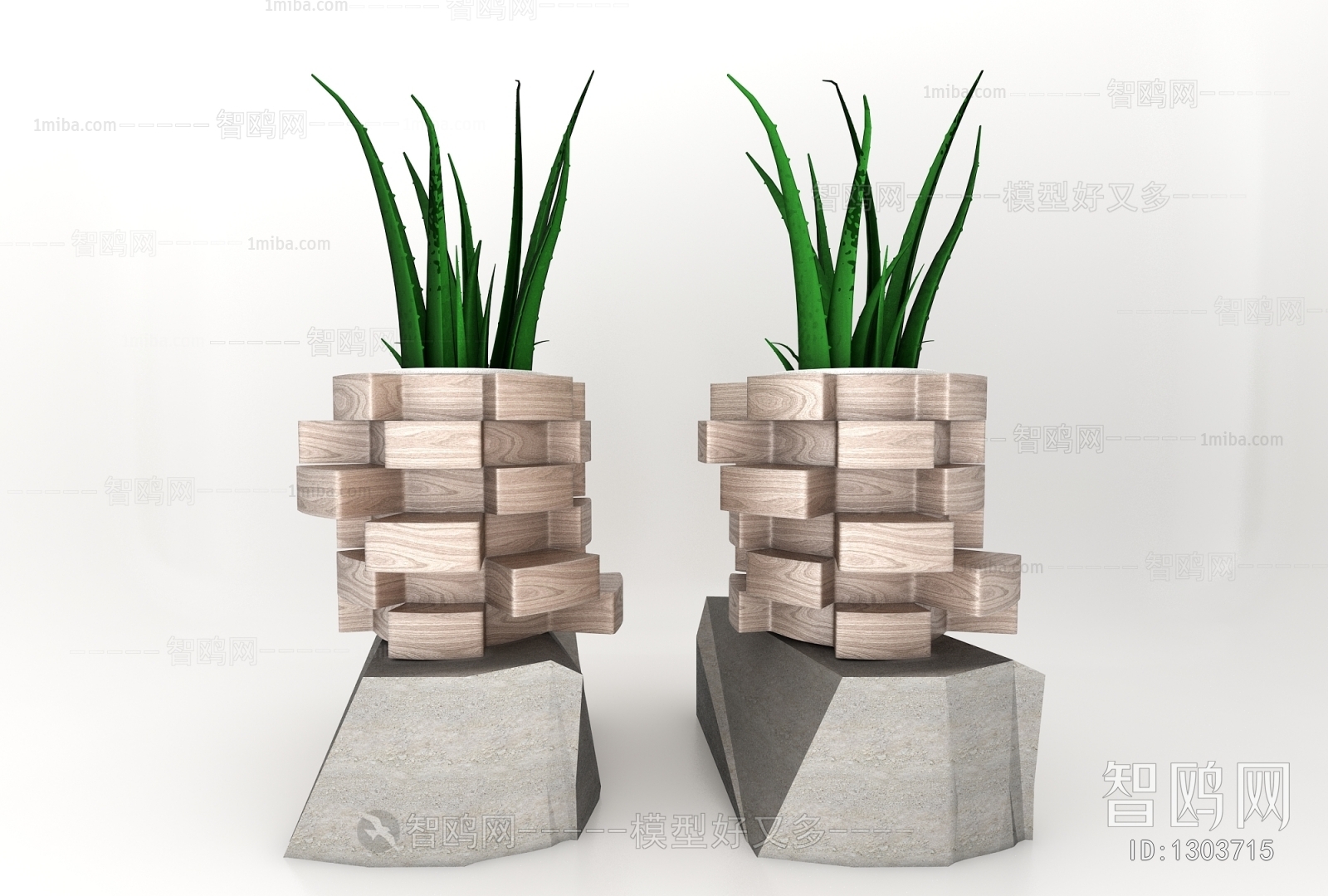 Modern Potted Green Plant