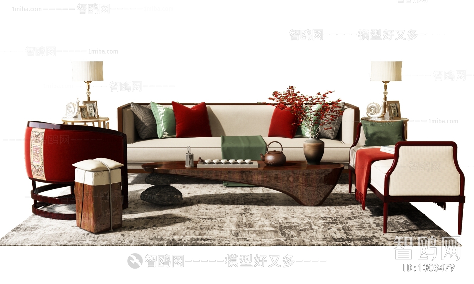 New Chinese Style Sofa Combination