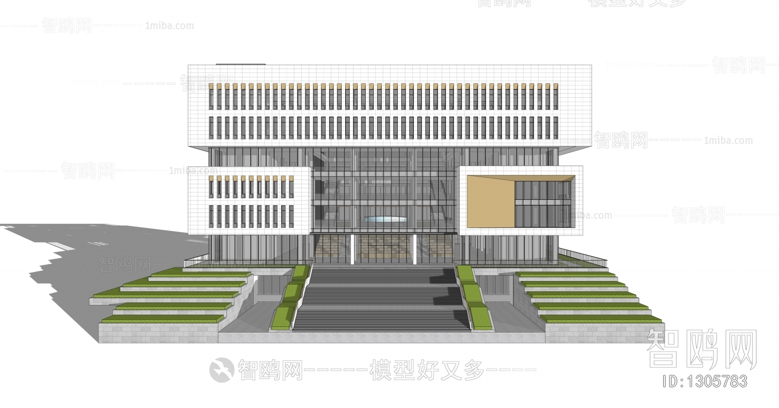 现代学校图书馆行政楼建筑