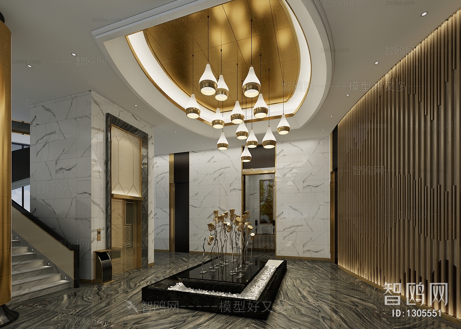 New Chinese Style Elevator Hall