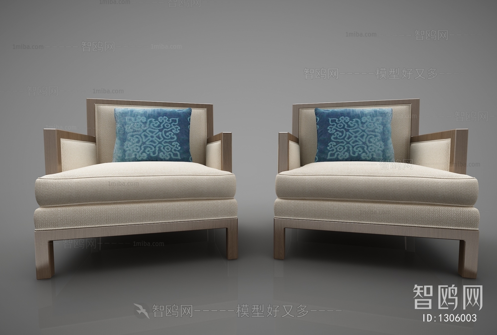 New Chinese Style Single Sofa