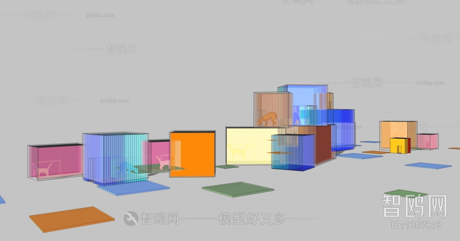 现代透明礼物盒方块 雕塑小品摆件