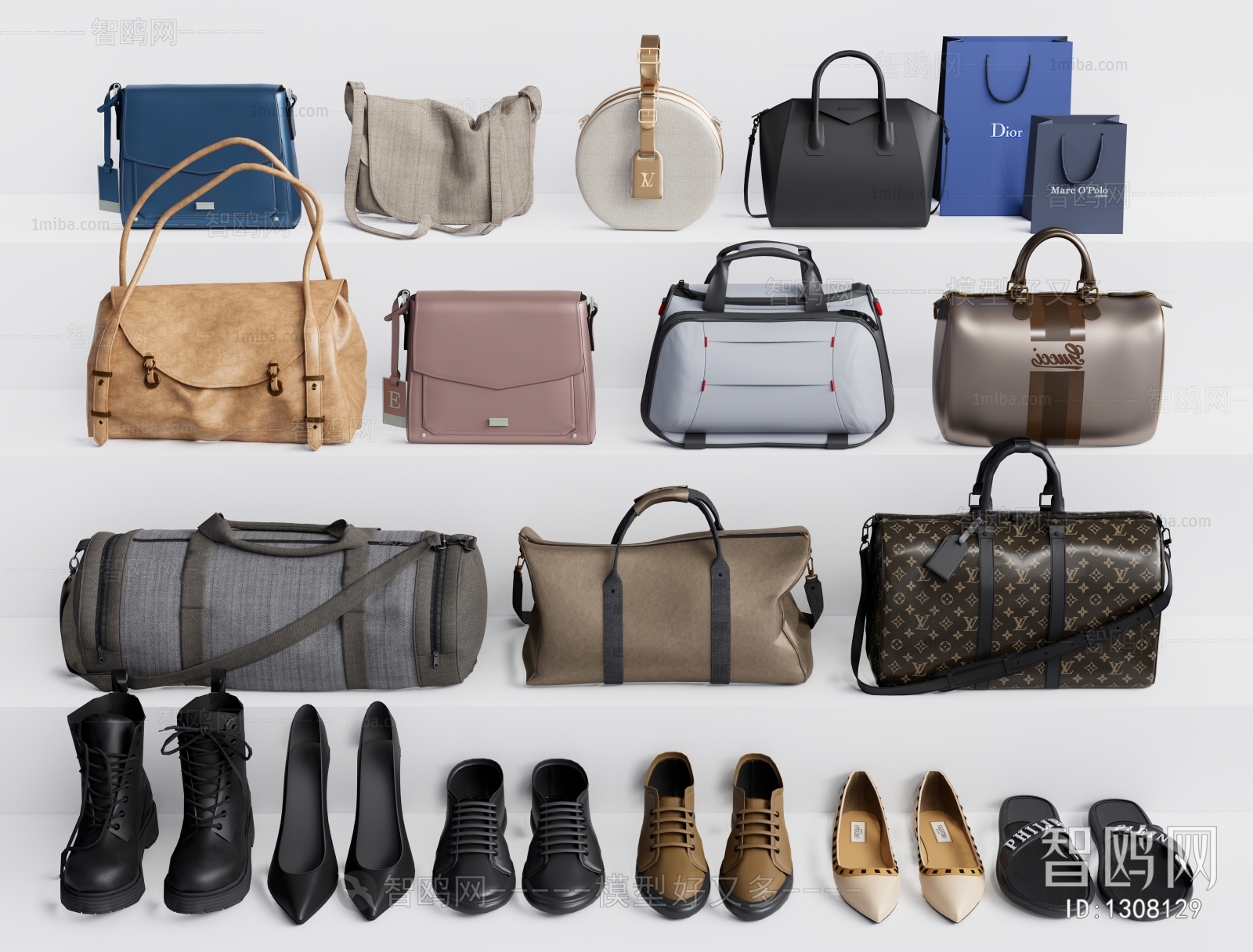 现代女士包包、名牌箱包、鞋子组合