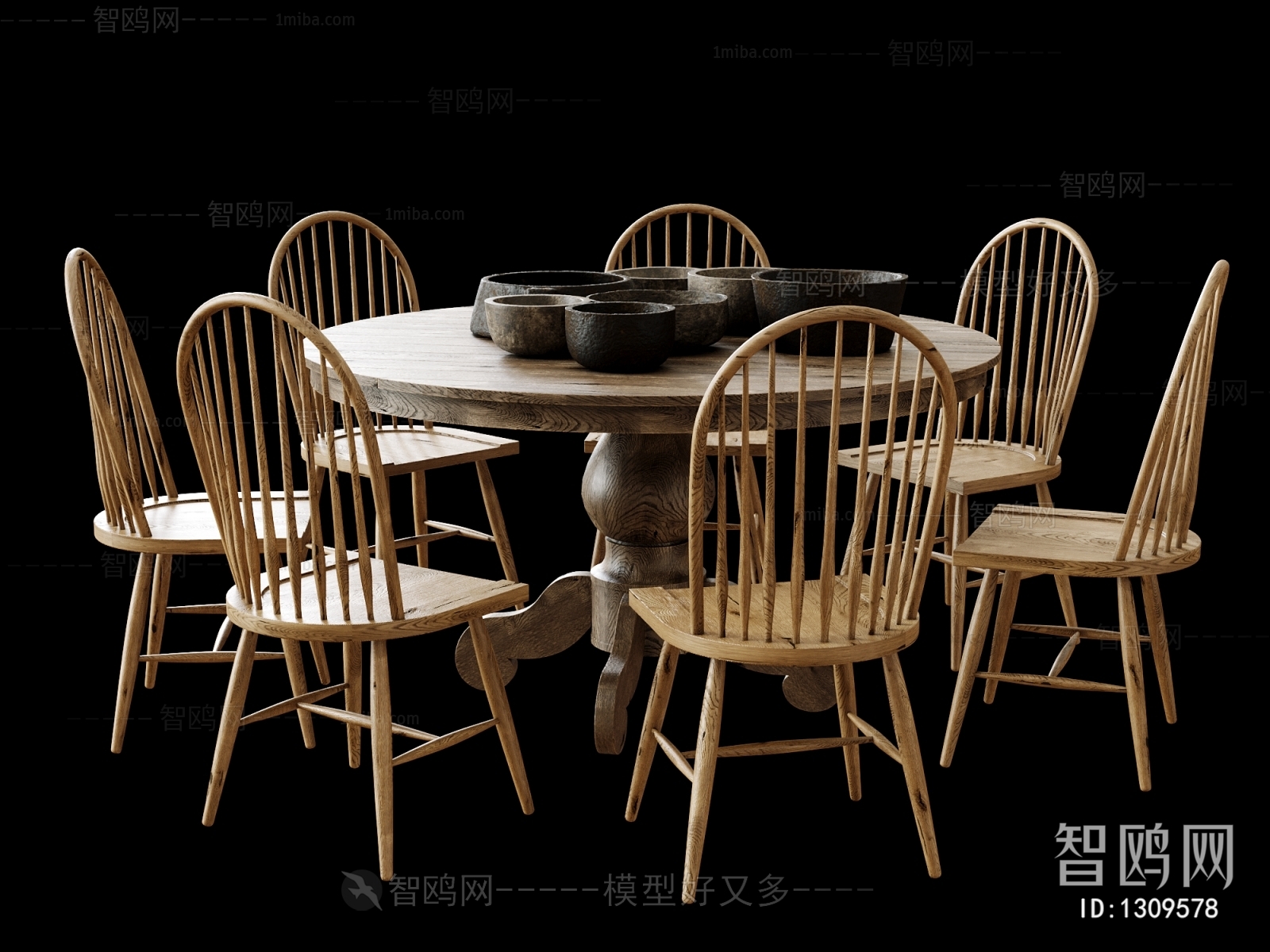 Wabi-sabi Style Dining Table And Chairs