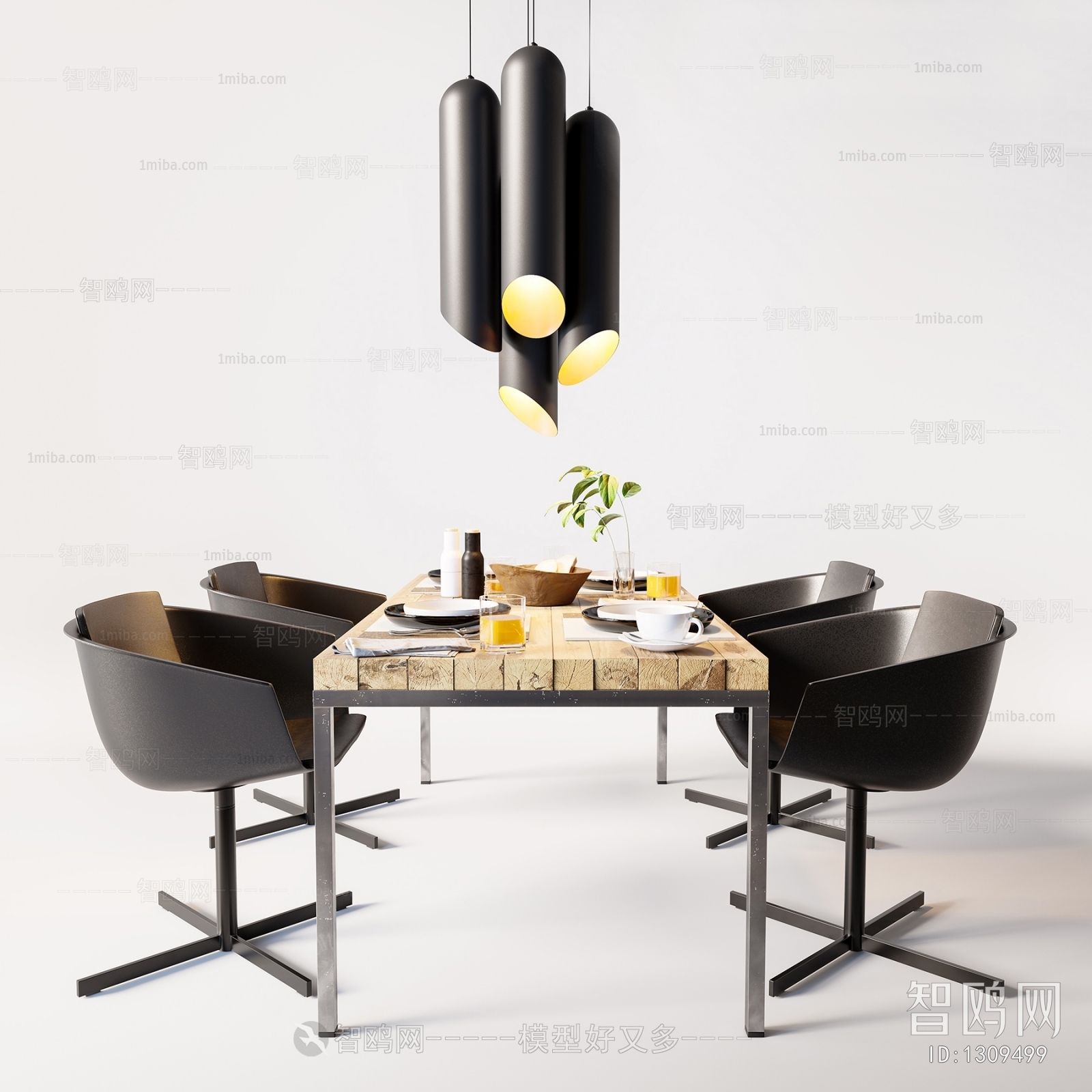 Industrial Style Dining Table And Chairs