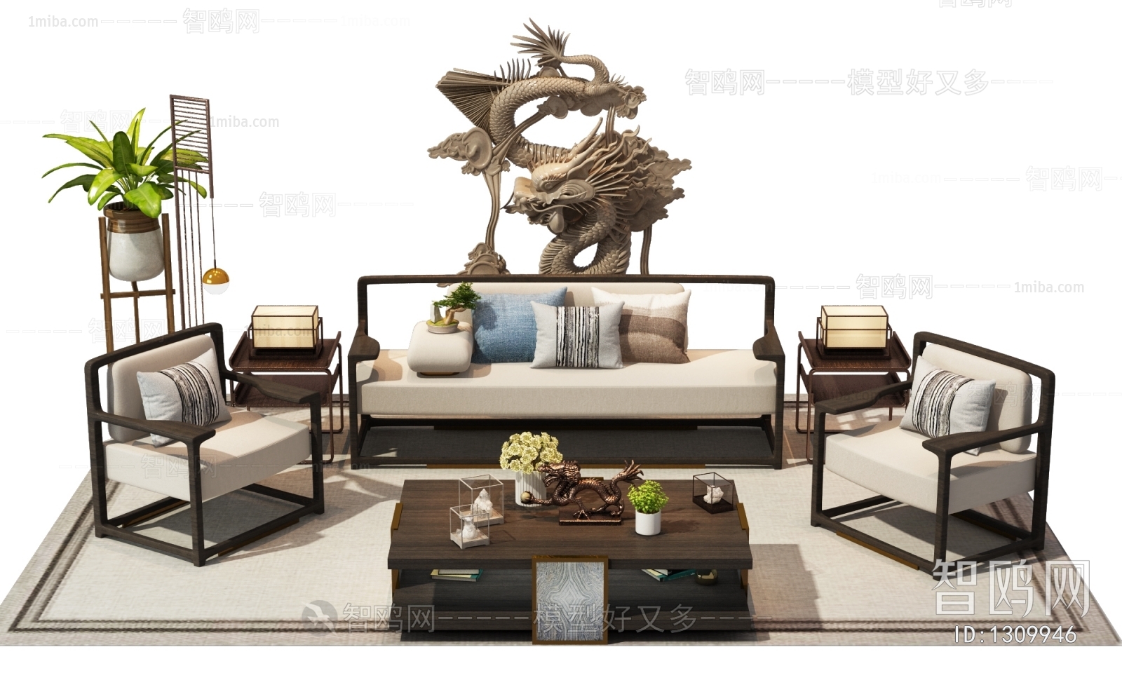 New Chinese Style Sofa Combination