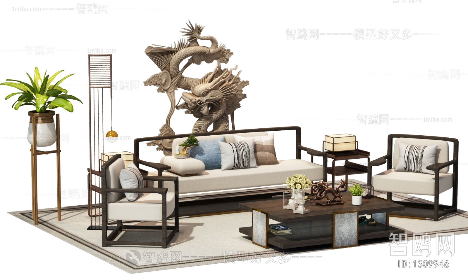 New Chinese Style Sofa Combination