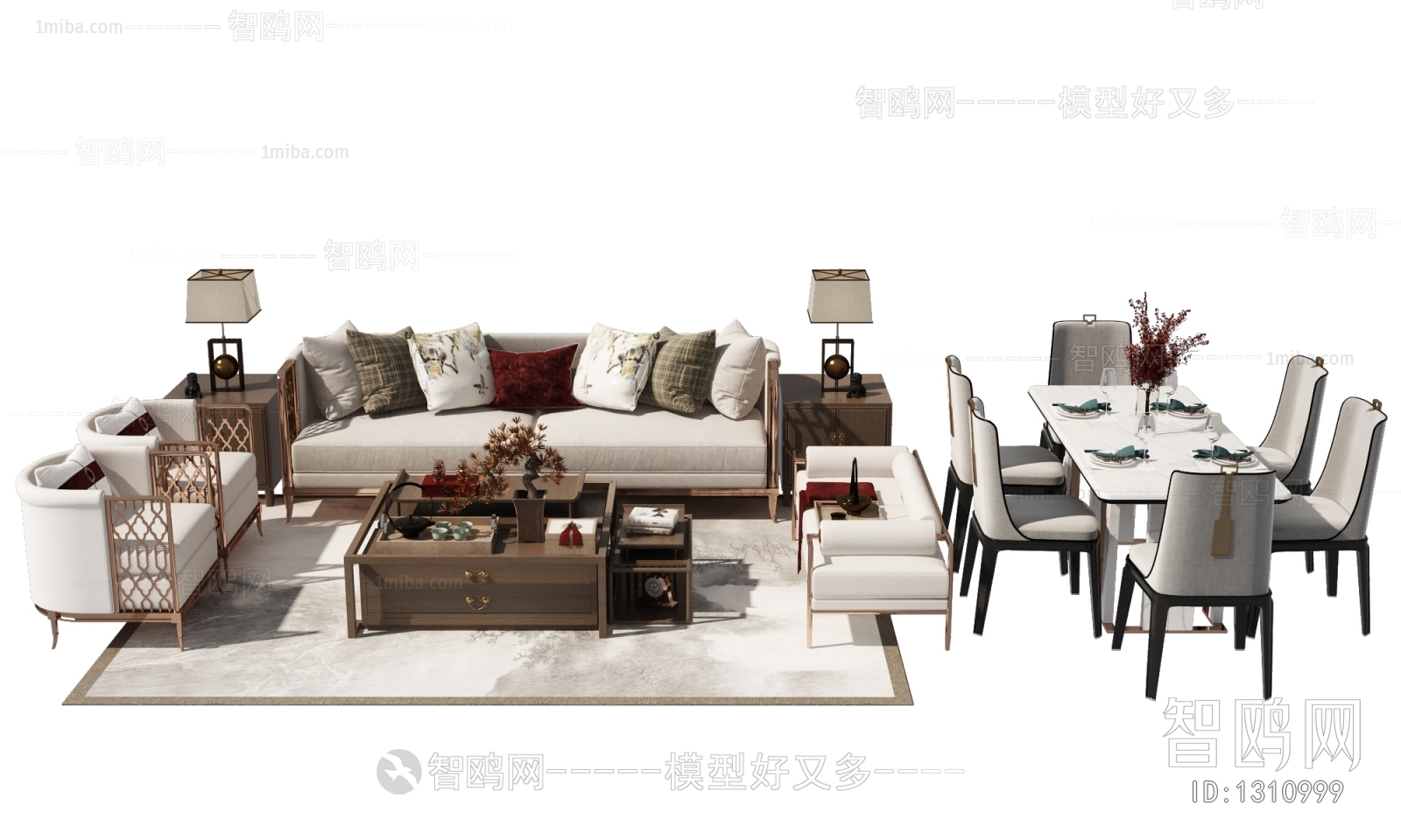 New Chinese Style Sofa Combination