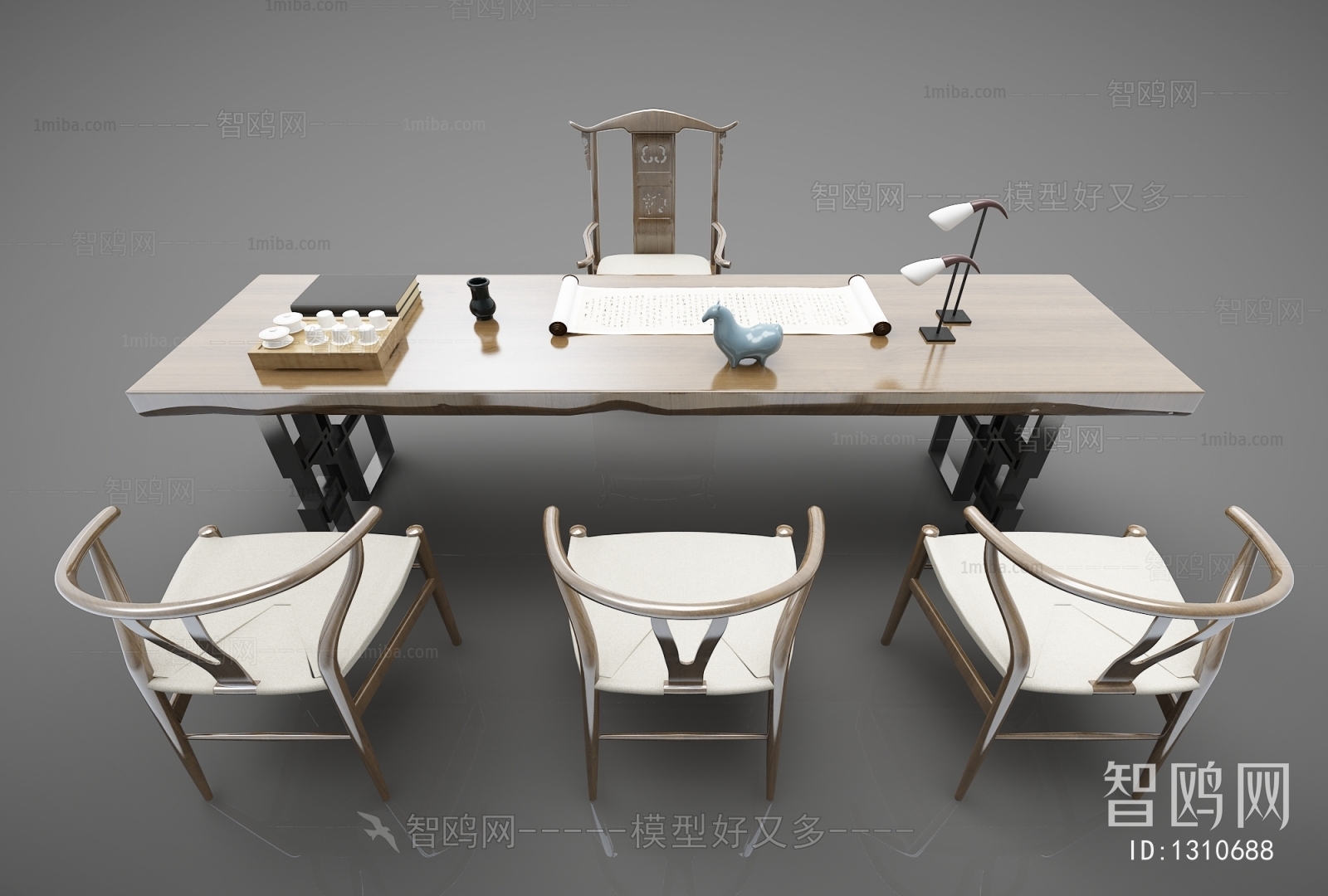 New Chinese Style Computer Desk And Chair