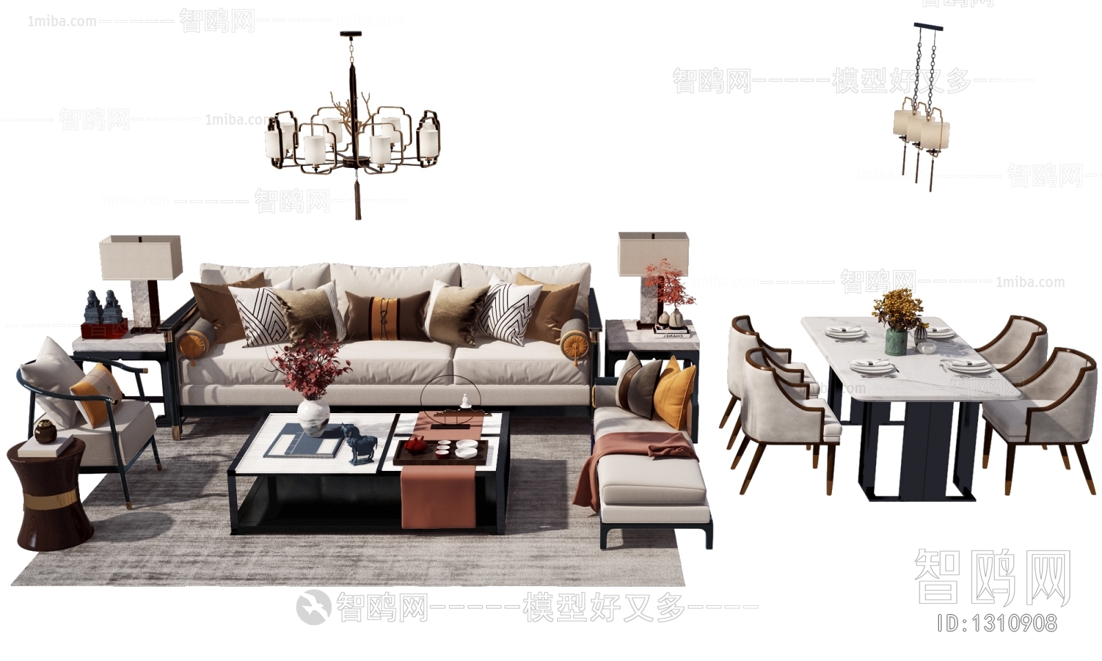 New Chinese Style Sofa Combination