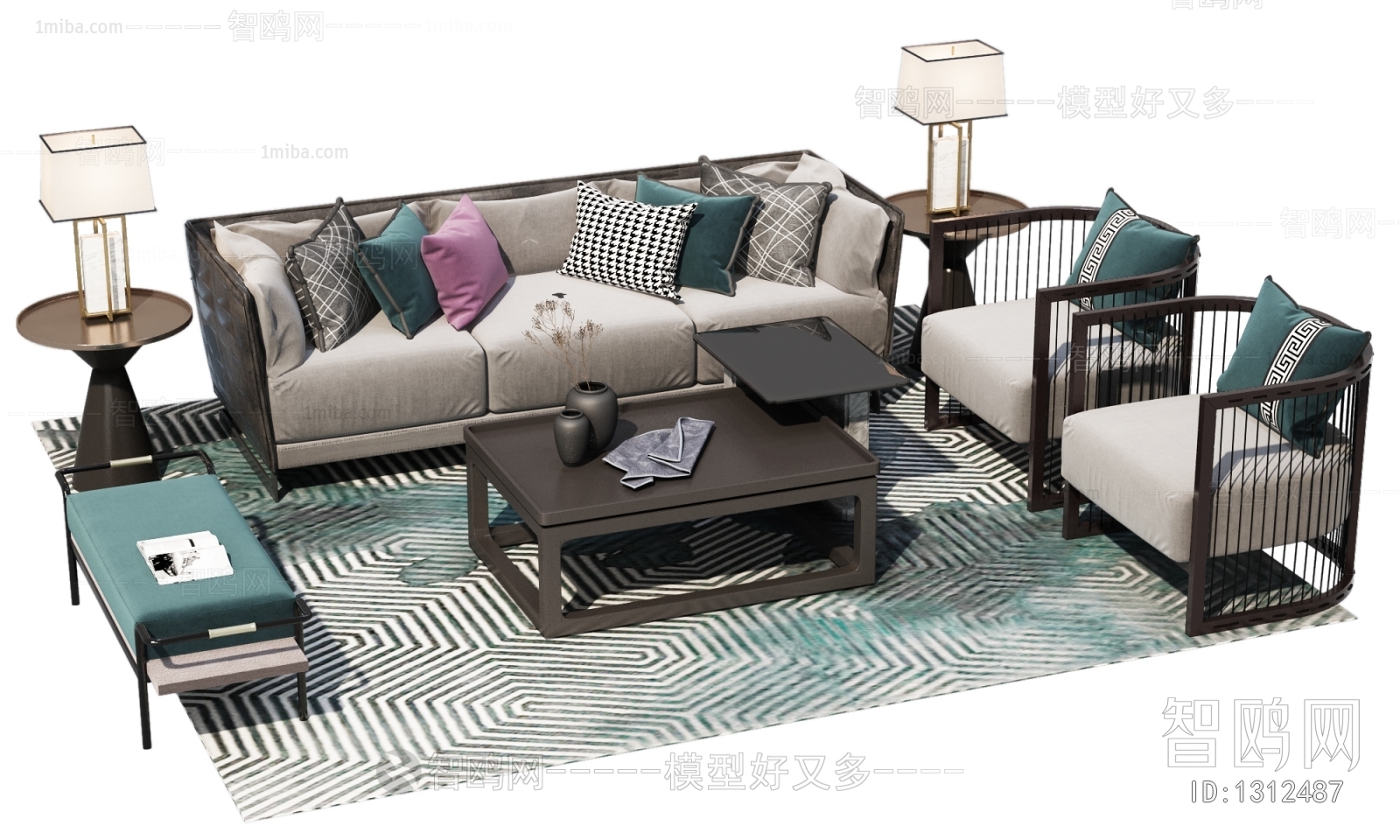 New Chinese Style Sofa Combination