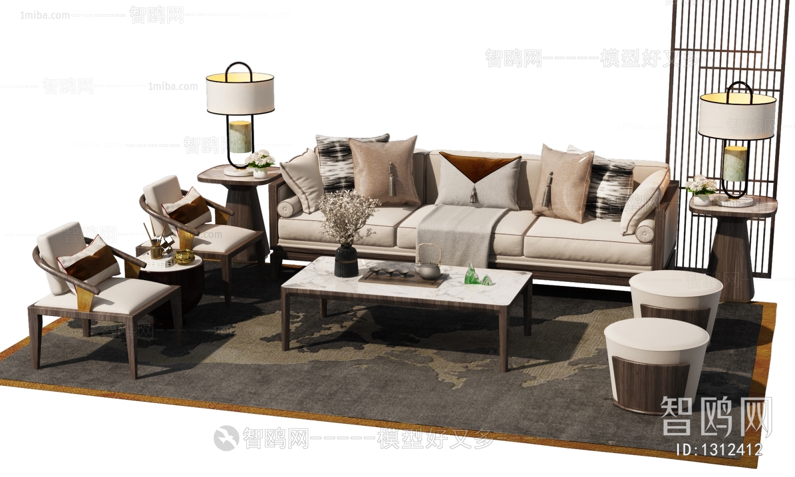 New Chinese Style Sofa Combination