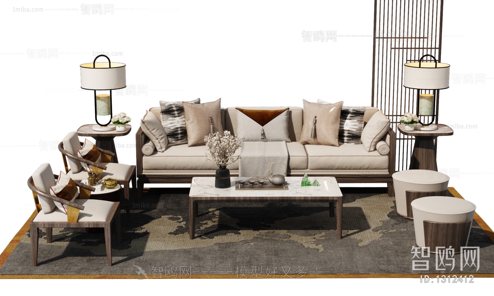 New Chinese Style Sofa Combination