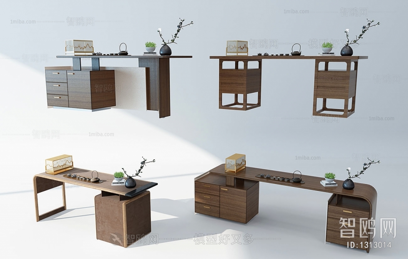 新中式办公桌书桌班台茶台