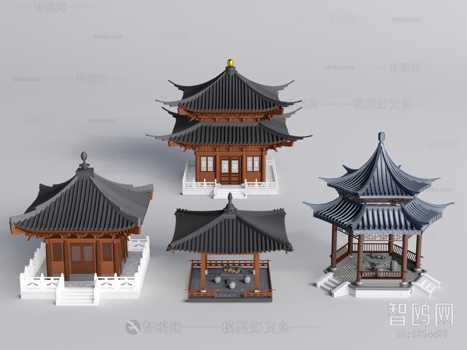 New Chinese Style Ancient Architectural Buildings