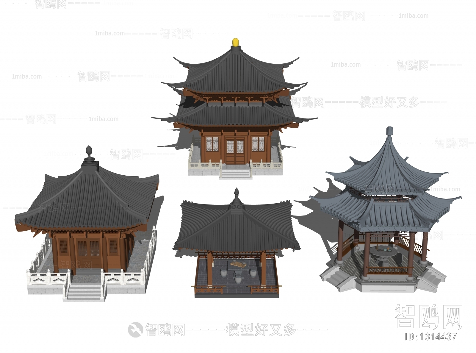 New Chinese Style Ancient Architectural Buildings