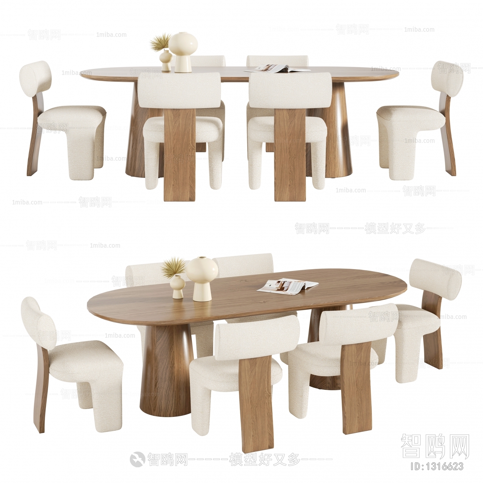 Wabi-sabi Style Dining Table And Chairs