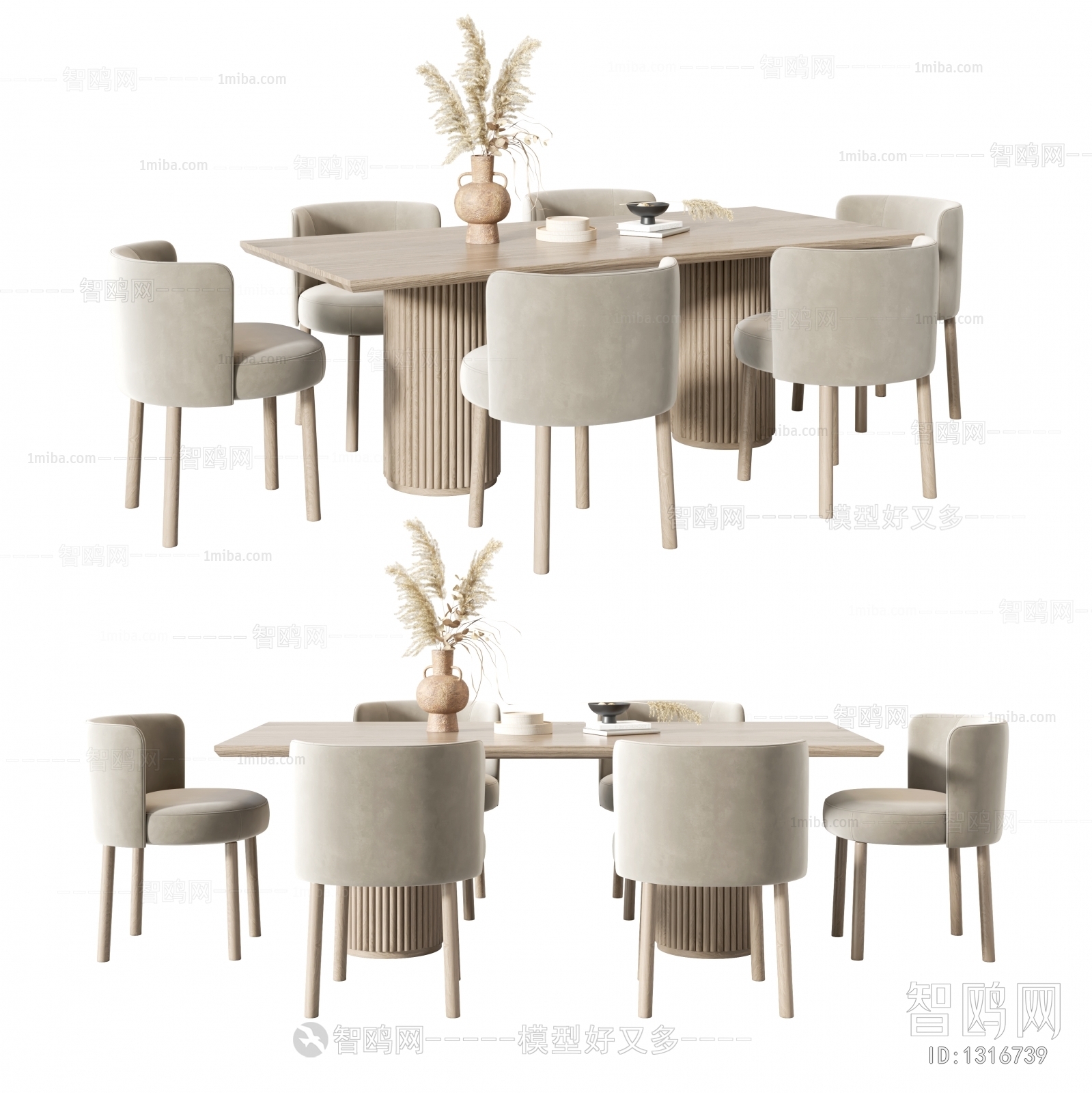 Wabi-sabi Style Dining Table And Chairs