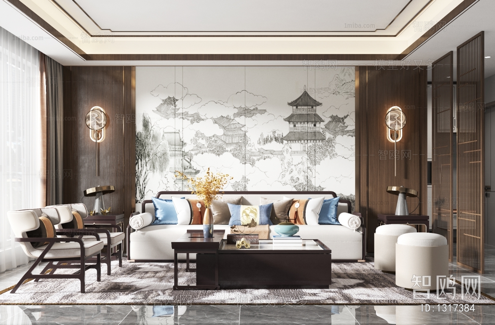 New Chinese Style A Living Room