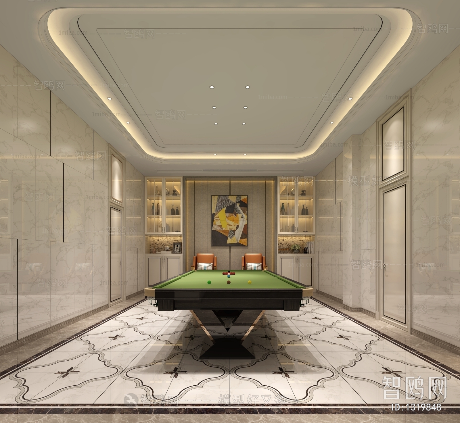 Simple European Style Billiards Room