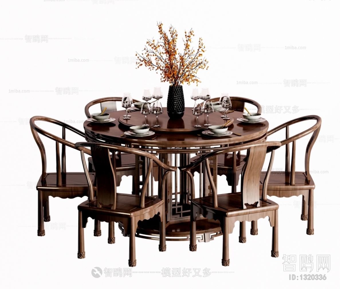 中式实木餐桌椅