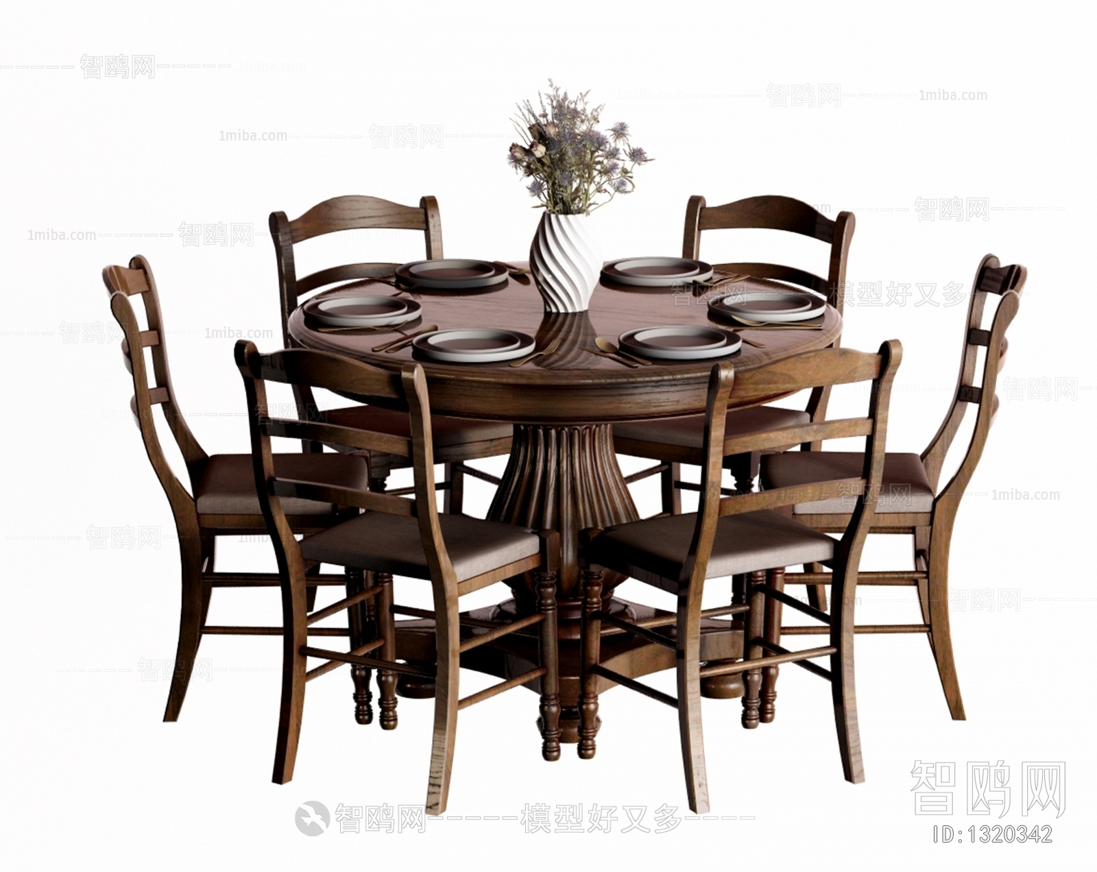 美式实木餐桌椅组合